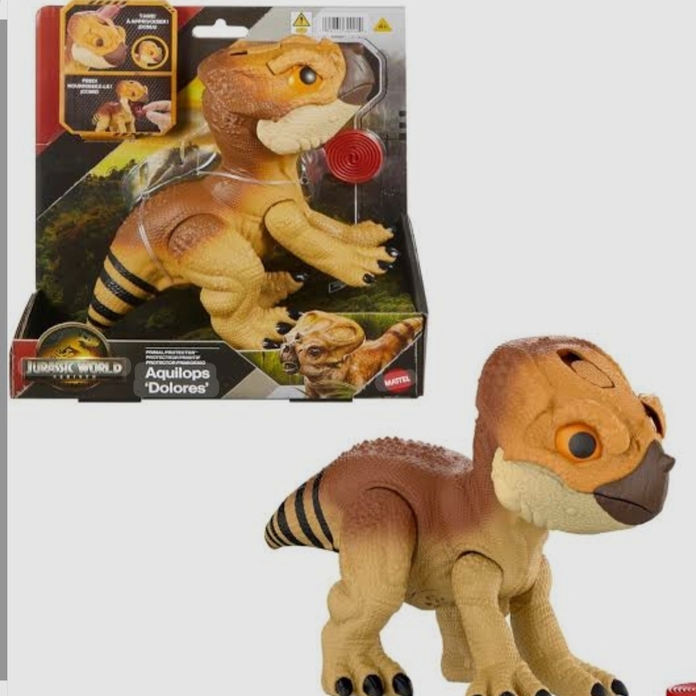 Mattel Jurassic World Aquilops Dolores Dinosaur Toy - Brown and Cream